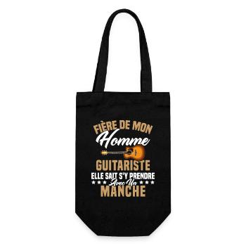 Fier de ma femme guitariste manche - Sac à bouteille - noir - Devant