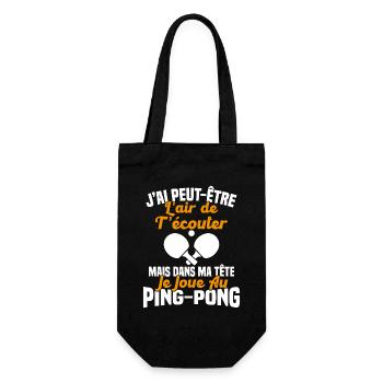 Dans ma tête je joue au ping pong Cadeau Humour - Sac à bouteille - noir - Devant