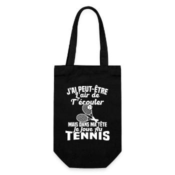 Dans matête je joue au Tennis Cadeau Humour Tennis - Sac à bouteille - noir - Devant