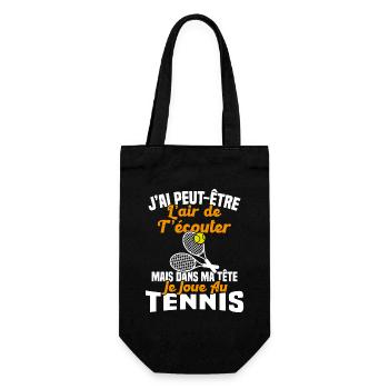 Dans matête je joue au Tennis Cadeau Humour Tennis - Sac à bouteille - noir - Devant