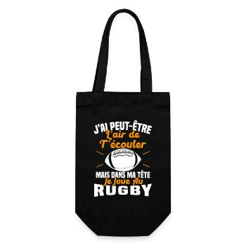 Dans ma tête je joue au rugby, Humour Cadeau Rugby - Sac à bouteille - noir - Devant