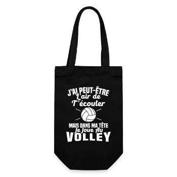 Dans matête je joue au Volley Humour Cadeau Volley - Sac à bouteille - noir - Devant