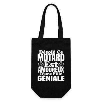 Motard est amoureux d'une fille géniale - Sac à bouteille - noir - Devant