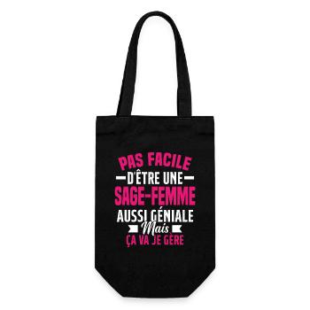 sage-femme et géniale mais ça va je gère - Sac à bouteille - noir - Devant