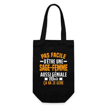 sage-femme et géniale mais ça va je gère - Sac à bouteille - noir - Devant