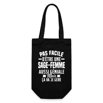 sage-femme et géniale mais ça va je gère - Sac à bouteille - noir - Devant