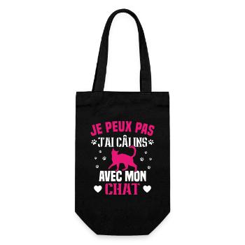 je peux pas j'ai câlins avec mon chat Cadeau - Sac à bouteille - noir - Devant