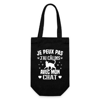 je peux pas j'ai câlins avec mon chat Cadeau - Sac à bouteille - noir - Devant