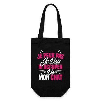 je peux pas mon chat femme humour cadeau - Sac à bouteille - noir - Devant