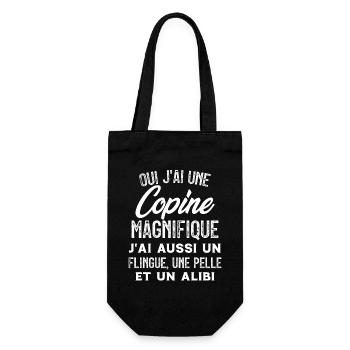 Oui J'ai une Copine Magnifique - Humour Couple - Sac à bouteille - noir - Devant
