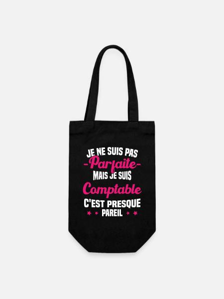 Pas parfaite mais je suis Comptable Humour Cadeau - Sac à bouteille - noir