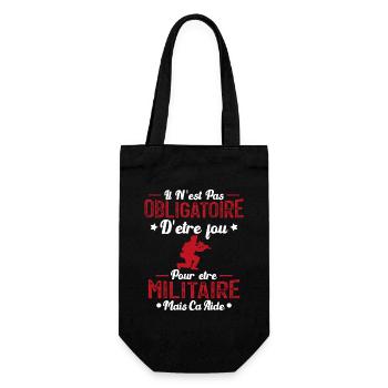 Fou et Militaire - Humour Militaire Cadeau - Sac à bouteille - noir - Devant