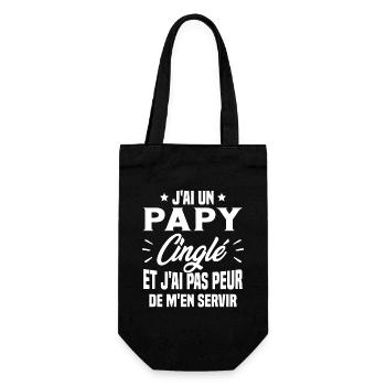 J'ai Un Papy Cinglé Cadeau Humour Papa - Sac à bouteille - noir - Devant