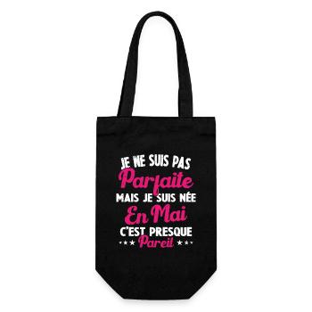 Anniversaire - Pas parfaite mais née en Mai - Sac à bouteille - noir - Devant
