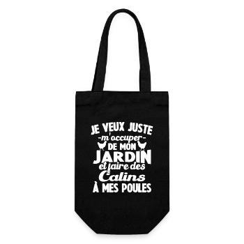 M'occuper de mon jardin Cadeau jardinier poules - Sac à bouteille - noir - Devant