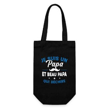 Je suis un Papa et Beau Papa qui déchire Cadeau - Sac à bouteille - noir - Devant