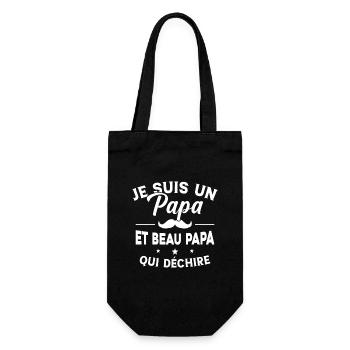 Je suis un Papa et Beau Papa qui déchire Cadeau - Sac à bouteille - noir - Devant