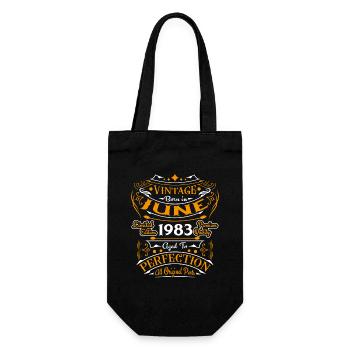 Vintage Born In June 1983 Geburtstagsgeschenk - Geschenkbeutel für Flaschen - Schwarz - Vorne