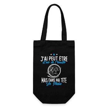 Pêcheur Humour Cadeau - Dans ma tête je pêche - Sac à bouteille - noir - Devant