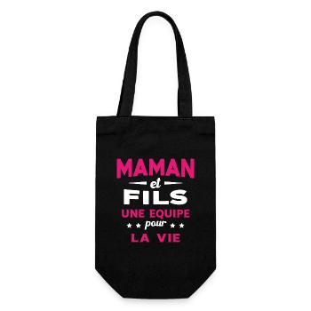 Maman et Fils une equipe Cadeau Fête Des Mères - Sac à bouteille - noir - Devant