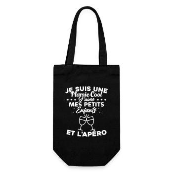 Mamie J'aime Mes Petits Enfants et l'apéro Humour - Sac à bouteille - noir - Devant