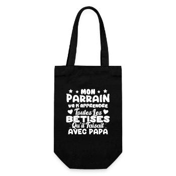 Parrain Va M'apprendre Les Bêtises Cadeau Enfant - Sac à bouteille - noir - Devant