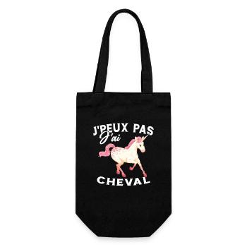 J'peux Pas J'ai Cheval - Cadeau Fille - Sac à bouteille - noir - Devant