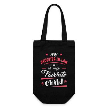 Meine Schwiegertochter ist mein Lieblingskind - Geschenkbeutel für Flaschen - Schwarz - Vorne