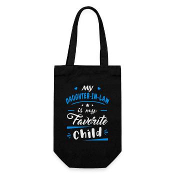 Meine Schwiegertochter ist mein Lieblingskind - Geschenkbeutel für Flaschen - Schwarz - Vorne
