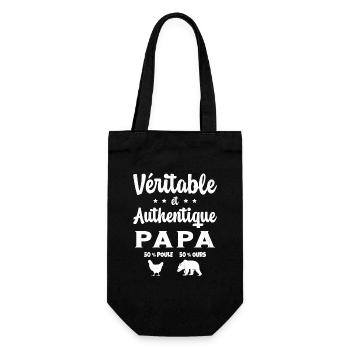 Homme Véritable et Authentique Papa Poule et Ours - Sac à bouteille - noir - Devant