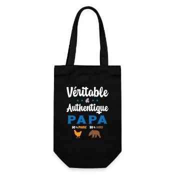 Homme Véritable et Authentique Papa Poule et Ours - Sac à bouteille - noir - Devant