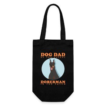 Dobermann Dad Hundepapa Hundebesitzer Geschenk - Geschenkbeutel für Flaschen - Schwarz - Vorne