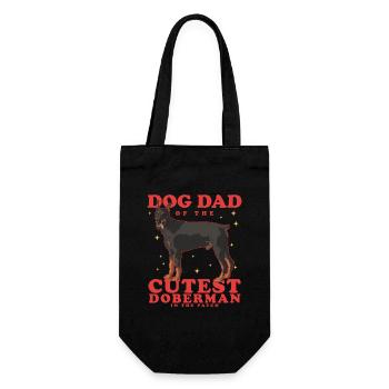 Dobermann Dad | Hundepapa Hundebesitzer Geschenk - Geschenkbeutel für Flaschen - Schwarz - Vorne