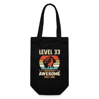 Level 33 Komplettes Geburtstagsgeschenk von 1990 - Geschenkbeutel für Flaschen - Schwarz - Vorne