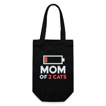 mutter von 2 katzen humor batterie niedrig geschenk - Geschenkbeutel für Flaschen - Schwarz - Vorne