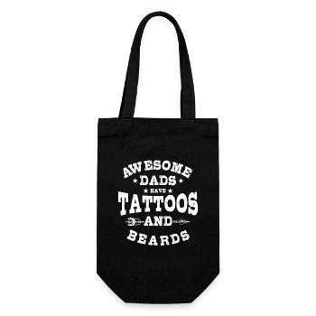 Tätowierte und bärtige Papa Geschenk Humor Tätowierer - Geschenkbeutel für Flaschen - Schwarz - Vorne