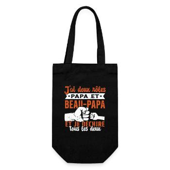J'ai Deux Rôles Papa Et Beau-Papa Humour Cadeau - Sac à bouteille - noir - Devant