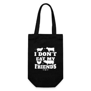 Don't Eat My Friend Funny Vegan and Vegetarian Gift - Gift Bag for Bottles - black - Front