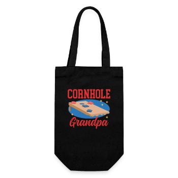 Cornhole Player Grandpa Blind Hole Bean Bag Gift - Gift Bag for Bottles - black - Front
