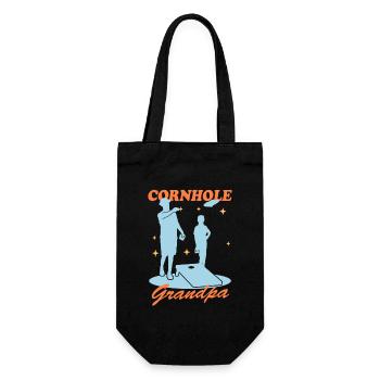 Cornhole Player Grandpa Bean Bag Blind Hole Gift - Gift Bag for Bottles - black - Front