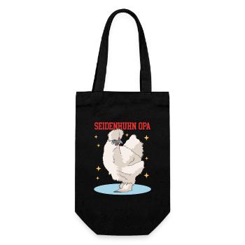 Seidenhuhn Opa Silkie Huhn Seidenhühner Geschenk - Geschenkbeutel für Flaschen - Schwarz - Vorne