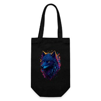 colorful abstract wolf - Gift Bag for Bottles - black - Front