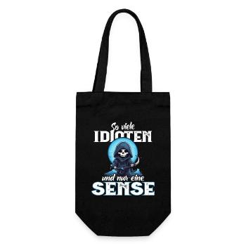 Lustig - So viele Idioten und nur eine Sense - Geschenkbeutel für Flaschen - Schwarz - Vorne