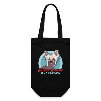 Chinese Crested Hundepapa Schopfhund Geschenk - Geschenkbeutel für Flaschen - Schwarz - Vorne