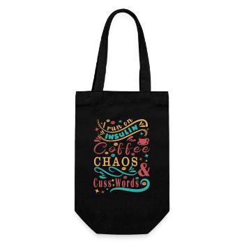 I run on Insulin coffe chaos and cuss words - Gift Bag for Bottles - black - Front