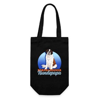 Bernhardiner Hundepapa St. Bernhardshund Geschenk - Geschenkbeutel für Flaschen - Schwarz - Vorne