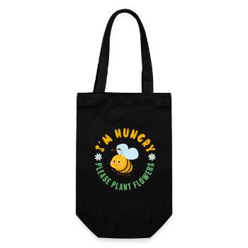 I'm hungry please plant flowers bee environmental protection - Gift Bag for Bottles - black - Front