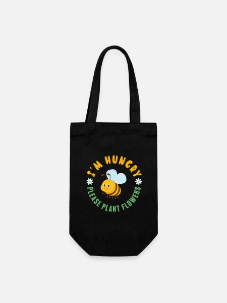 I'm hungry please plant flowers Biene Umweltschutz - Geschenkbeutel für Flaschen - Schwarz