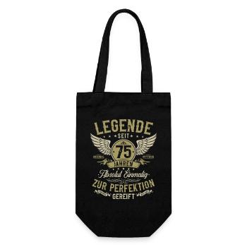 75 Geburtstag Geschenk - Legende seit 75 Jahren - Geschenkbeutel für Flaschen - Schwarz - Vorne