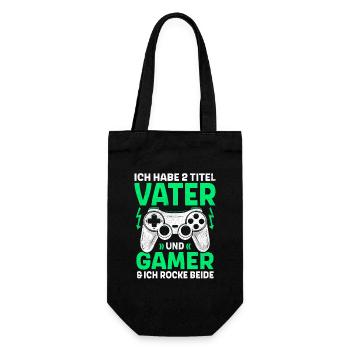 ZWEI TITEL VATER GAMER ROCKE BEIDE PAPA GAMING - Geschenkbeutel für Flaschen - Schwarz - Vorne
